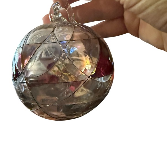 PartyLite Mosaic Glass Globe Ornament P7039 Purple Iridescent HandBlown Romania - Picture 3 of 10